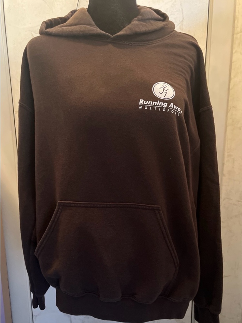 Gildan Brown Hoodie with Yellow Hot Chocolate Mug Graphic